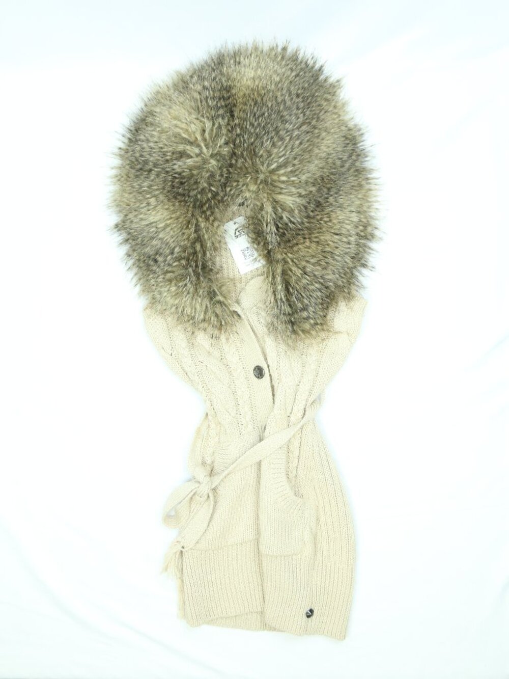 Women's GUESS by Marciano Cable Knit cardigan With Fur Collar Size XS